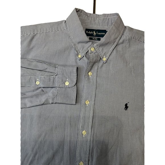 Ralph Lauren‎ XL Blake Blue and White Checked Long Sleeve Men's Shirt - Picture 1 of 6